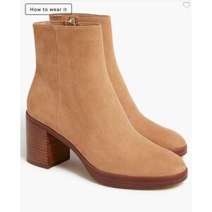J. Crew Camel Suede Heeled Boots Size 9